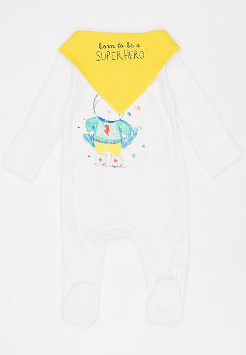 Baby Corner - Super Boy 2 Piece Sleepsuit Set White