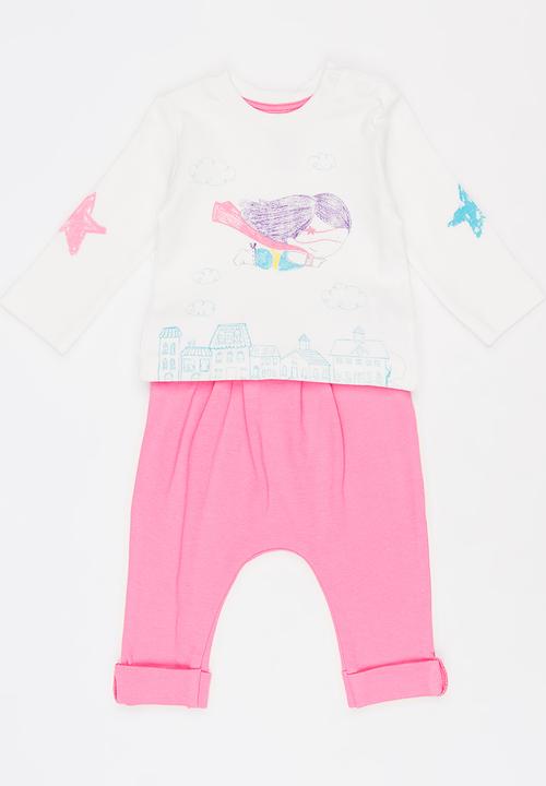 Baby Corner - Super Girl Harem Pants Set Mid Pink