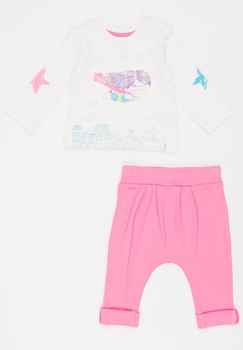 Baby Corner - Super Girl Harem Pants Set Mid Pink