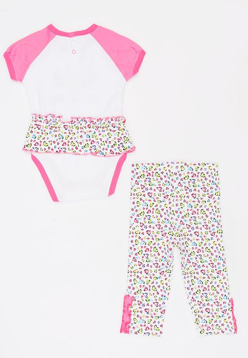 Twin Clothing - Short Sleeve Cat Three Piece Set Mid Pink