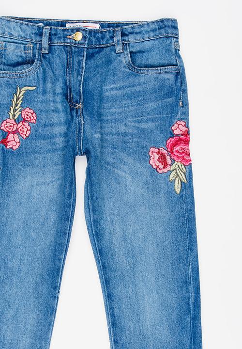 MINOTI - Utility Boyfriend Jean with Rose Embroidery Blue