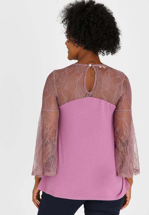 edit Maternity - Lace Inset Top Pale Purple