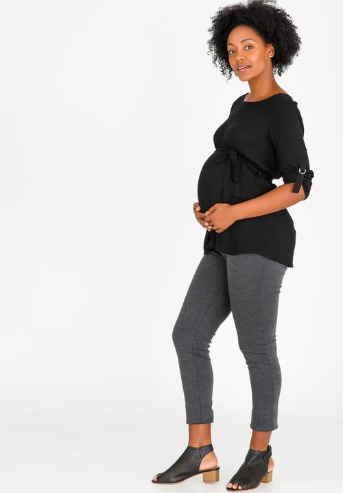 edit Maternity - Rolled up Sleeve Top Black