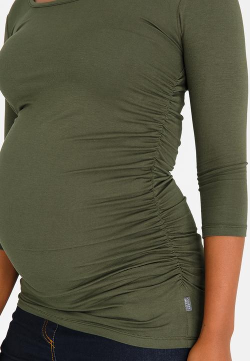 Cherry Melon - Side Gauge 3/4 Sleeve Khaki Green
