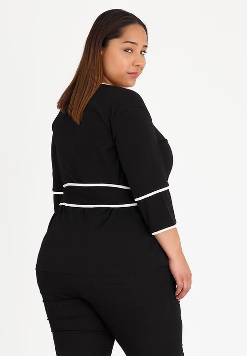 STYLE REPUBLIC PLUS - Contrast Piping Blouse Black