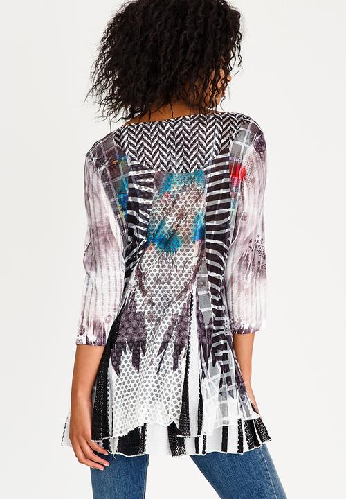 Revenge - Mixed Print Tunic Grey