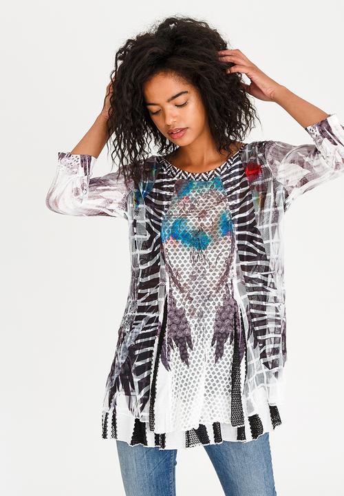 Revenge - Mixed Print Tunic Grey
