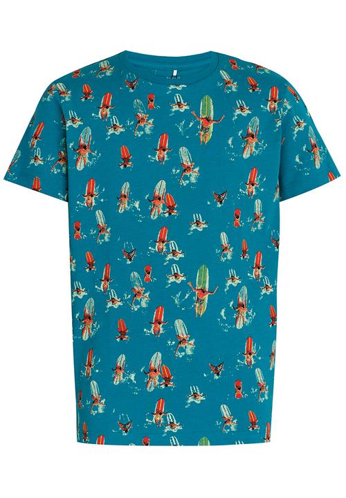 Name It - Boys Short Sleeve Printed Tee Dark Green