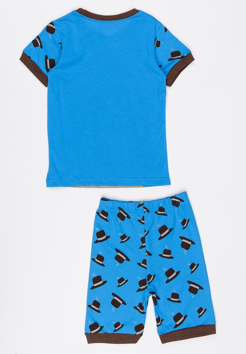 Pop Candy - Boys Printed  PJ Set Mid Blue