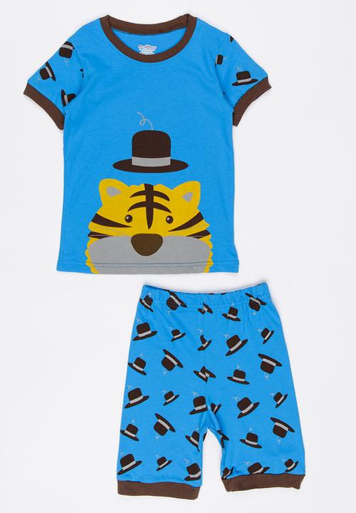 Pop Candy - Boys Printed  PJ Set Mid Blue
