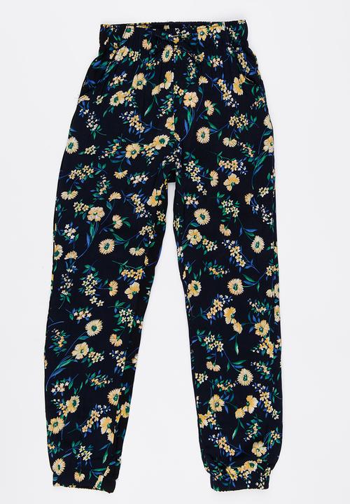 Pop Candy - Floral Printed Pants Navy