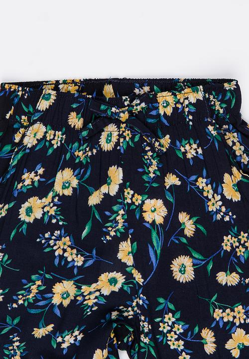 Pop Candy - Floral Printed Pants Navy
