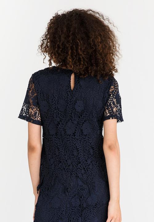 Vero Moda - Flora Short Sleeve Lace Top Navy