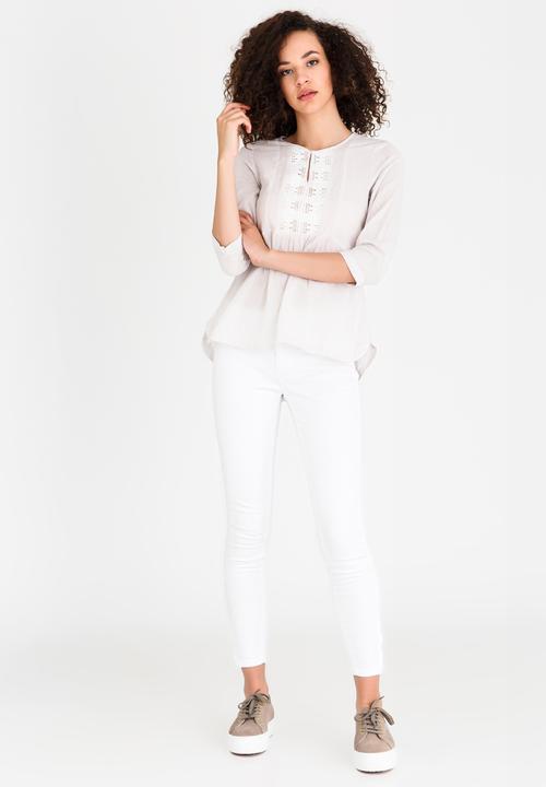 Vero Moda - Abby 3/4 Sleeve Top Stone