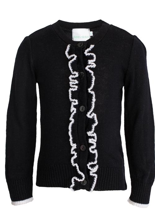 See-Saw - Cardi with Frill Detail Black and White