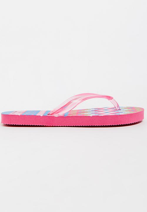 Pop Candy - Printed Flip Flops Mid Pink
