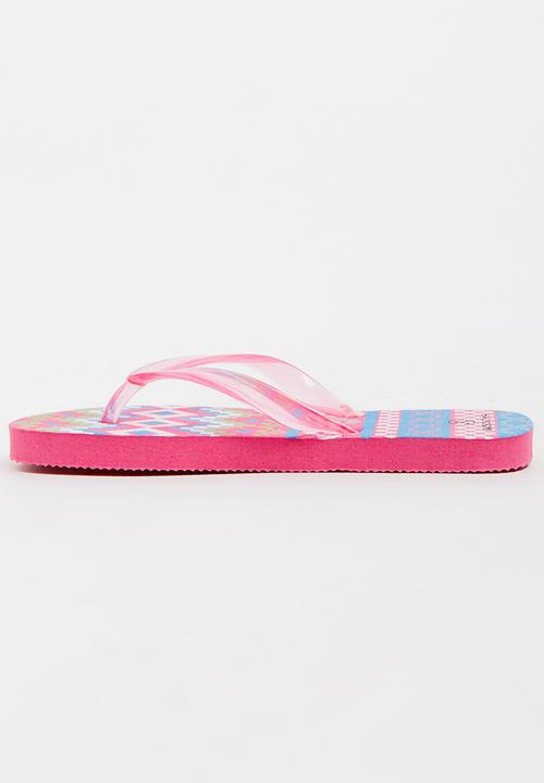 Pop Candy - Printed Flip Flops Mid Pink