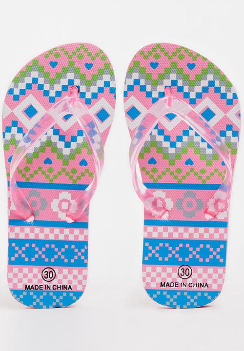 Pop Candy - Printed Flip Flops Pale Pink