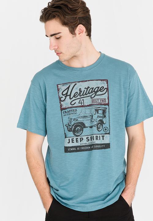 JEEP SPIRIT - Basic Crew Printed Tee Blue