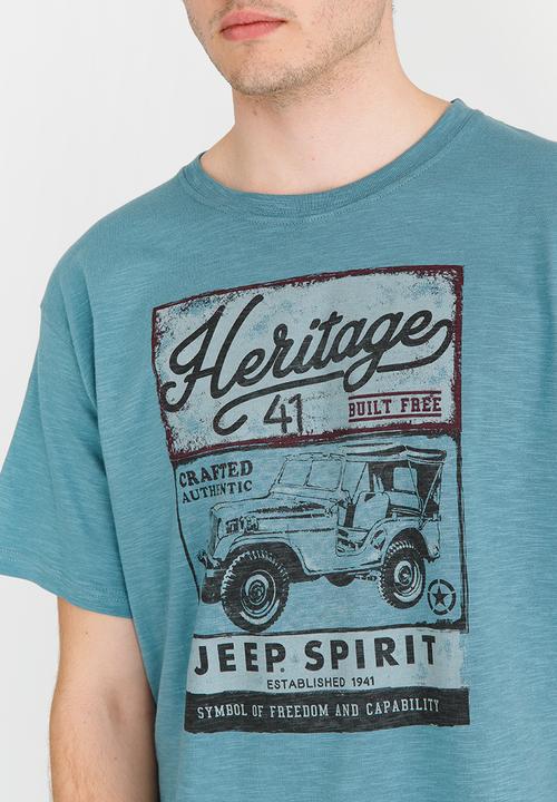 JEEP SPIRIT - Basic Crew Printed Tee Blue
