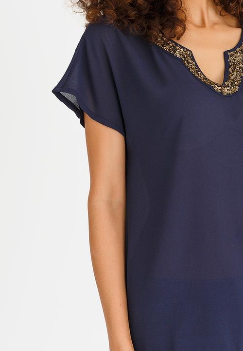 Vero Moda - Carol Short Sleeve Top Navy