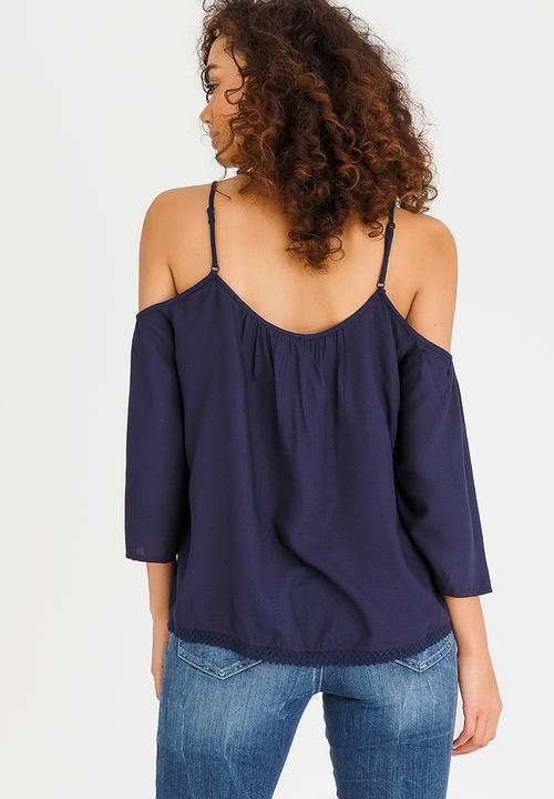 Vero Moda - Deb Cold Shoulder Top Navy