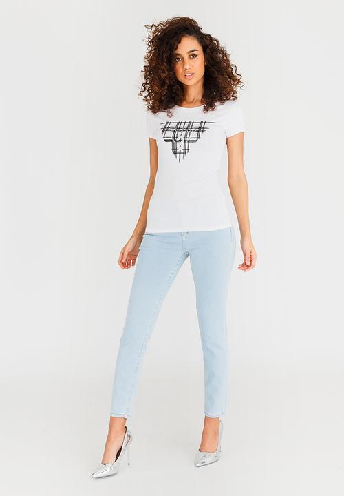 GUESS - Guess Sketchy Plaid Tri R3 Tee White
