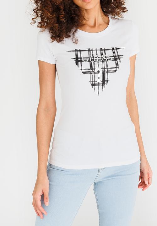 GUESS - Guess Sketchy Plaid Tri R3 Tee White