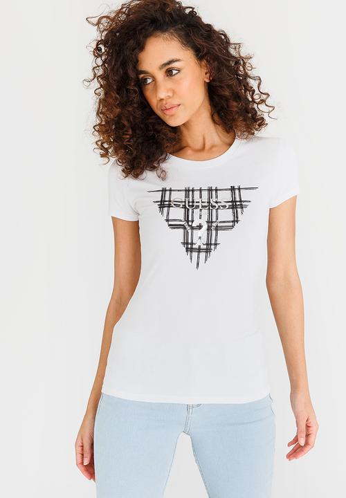 GUESS - Guess Sketchy Plaid Tri R3 Tee White