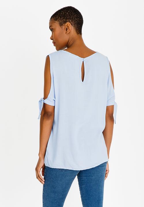 edit - Tie Sleeve Blouse Blue