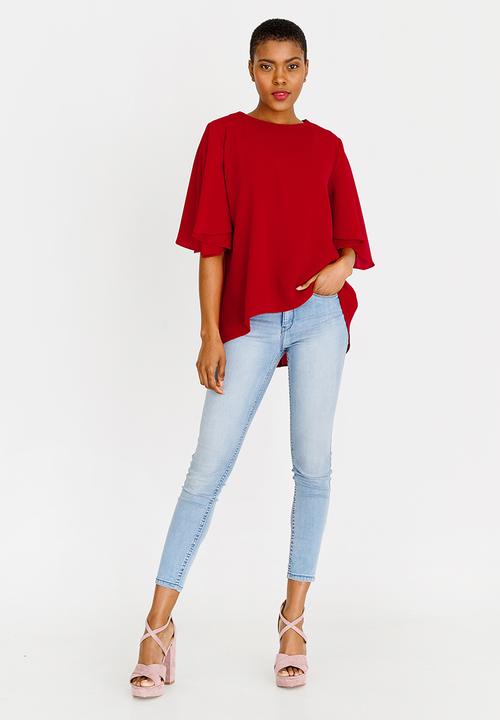 c(inch) - Flared Sleeve Blouse Red