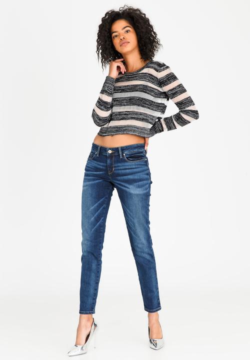 GUESS - Guess Amara Sheer Striped Sweater Black and White
