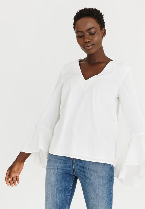 Vero Moda - Poppy Flare Sleeve Top White
