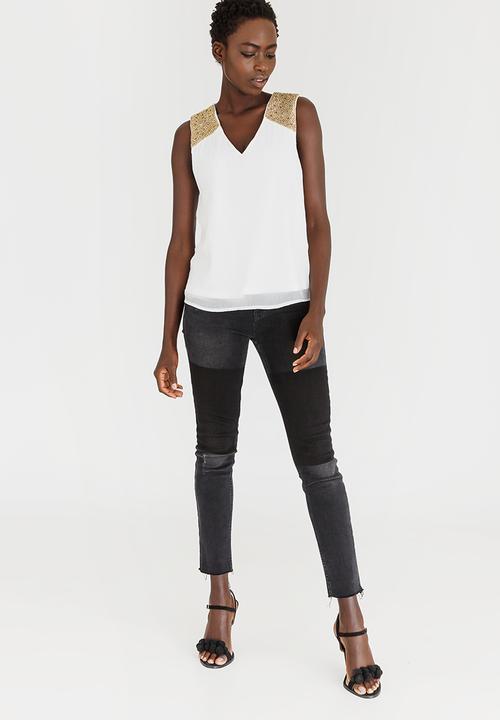 Vero Moda - Blinky Sleeveless Bead Detail Top White