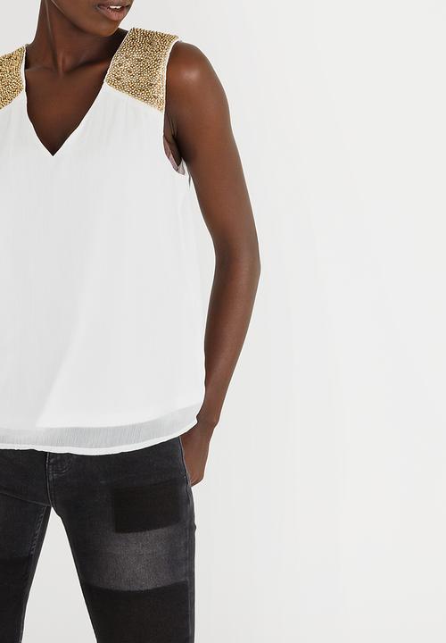 Vero Moda - Blinky Sleeveless Bead Detail Top White