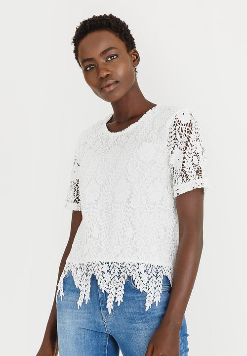 Vero Moda - Flora Short Sleeve Lace Top White