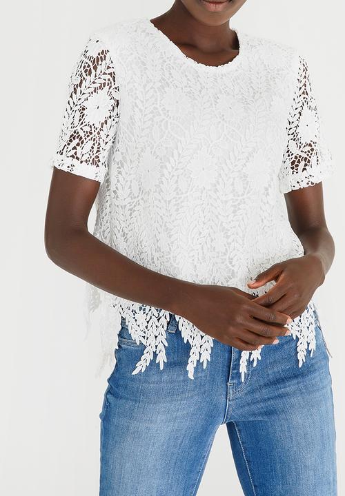 Vero Moda - Flora Short Sleeve Lace Top White