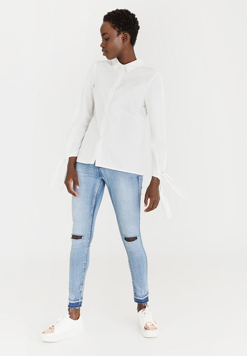 Vero Moda - Rome Embroidered Long Sleeve Shirt White