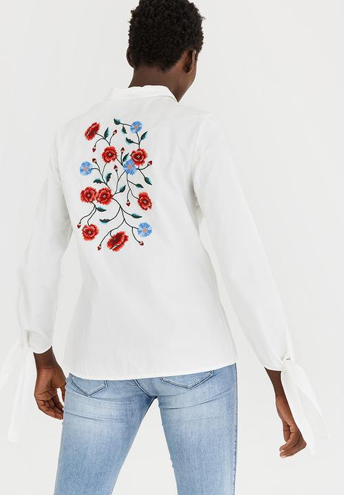 Vero Moda - Rome Embroidered Long Sleeve Shirt White