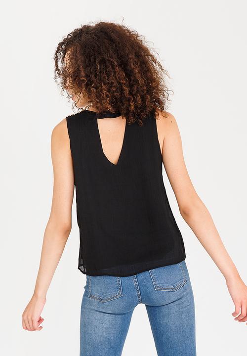 Vero Moda - Blinky Sleeveless Bead Detail Top  Black