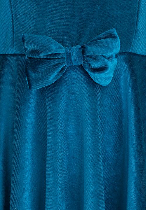 See-Saw - Velour Cap Sleeve Dress Turquoise