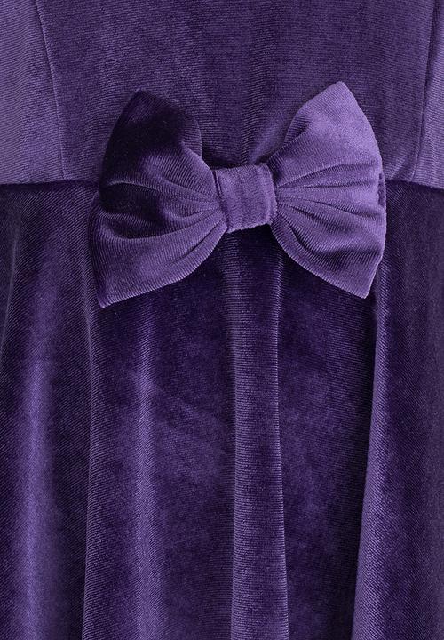 See-Saw - Velour Cap Sleeve Dress Dark Purple