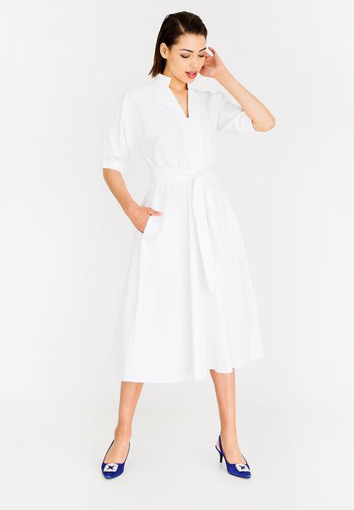 STYLE REPUBLIC - Sleeve Detail Fit And Flare Dress White