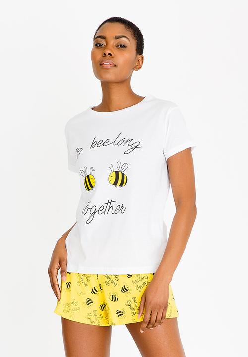 Brave Soul - Beelong Shorts Pyjama Set Yellow