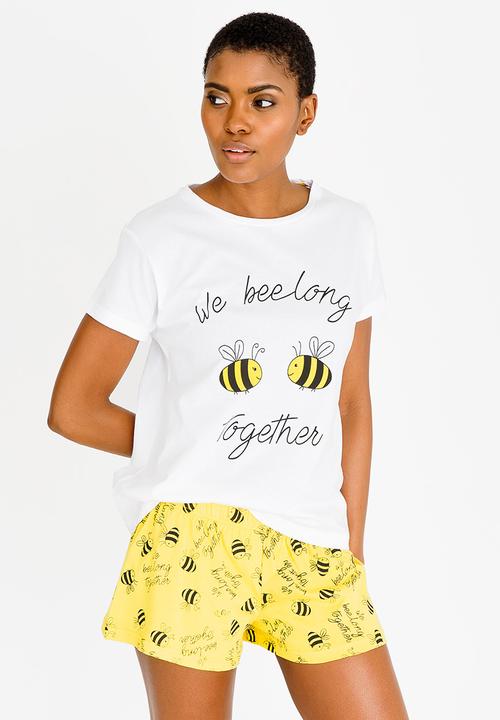 Brave Soul - Beelong Shorts Pyjama Set Yellow