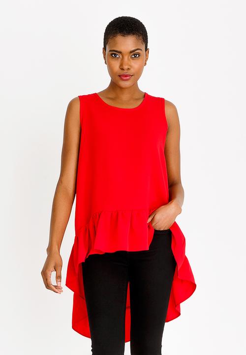 edit - Dipped hem top - red 