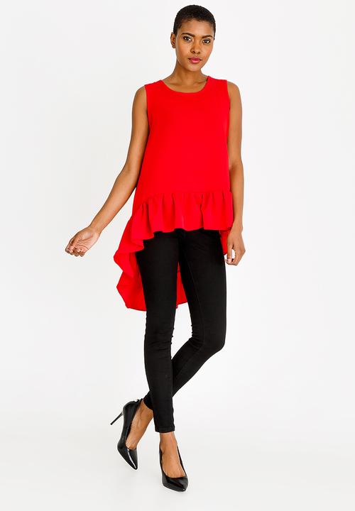 edit - Dipped hem top - red 