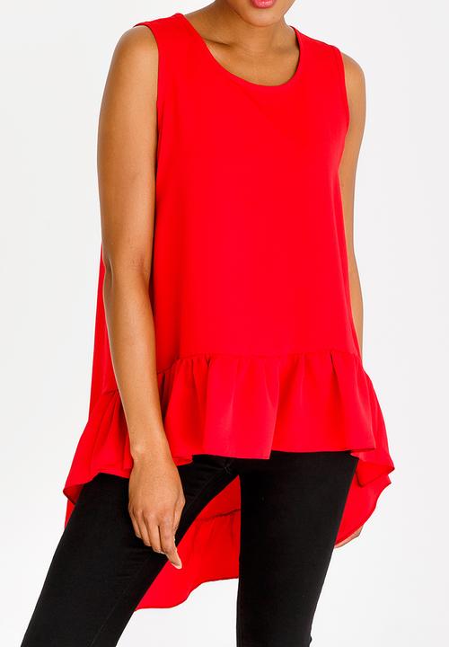 edit - Dipped hem top - red 