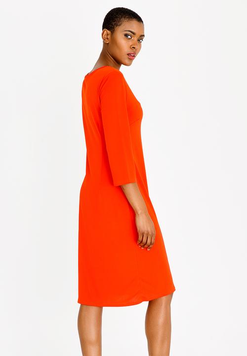edit - 3/4 Sleeve tunic dress - orange