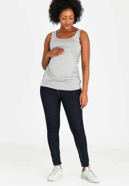 Cherry Melon - Basic Side Gauge Tank Top Grey Melange